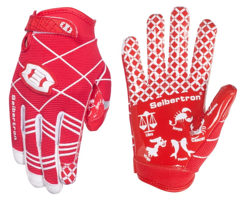 Seibertron Pro 3.0 Twelve Constellations Elite Ultra-Stick Sports Receiver Glove Football Gloves fit for Youth Child Kids red XS - Image 1